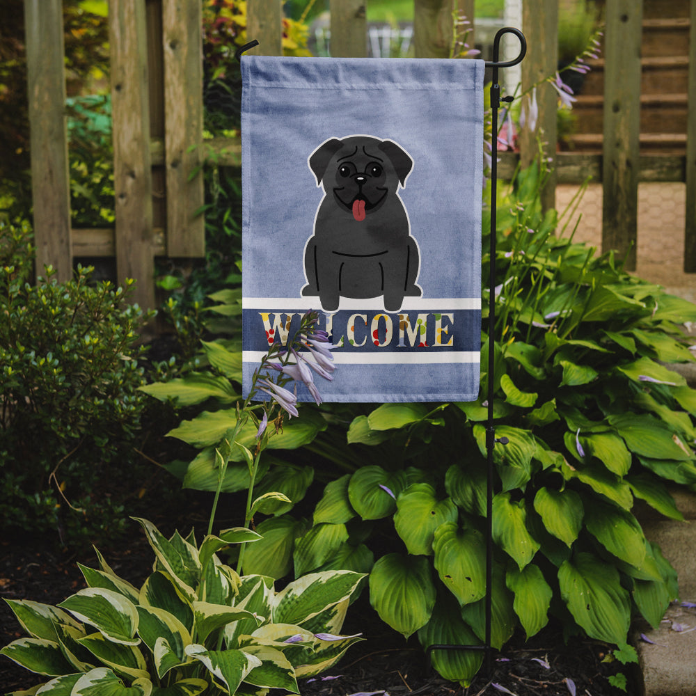 Pug Black Welcome Flag Garden Size BB5587GF