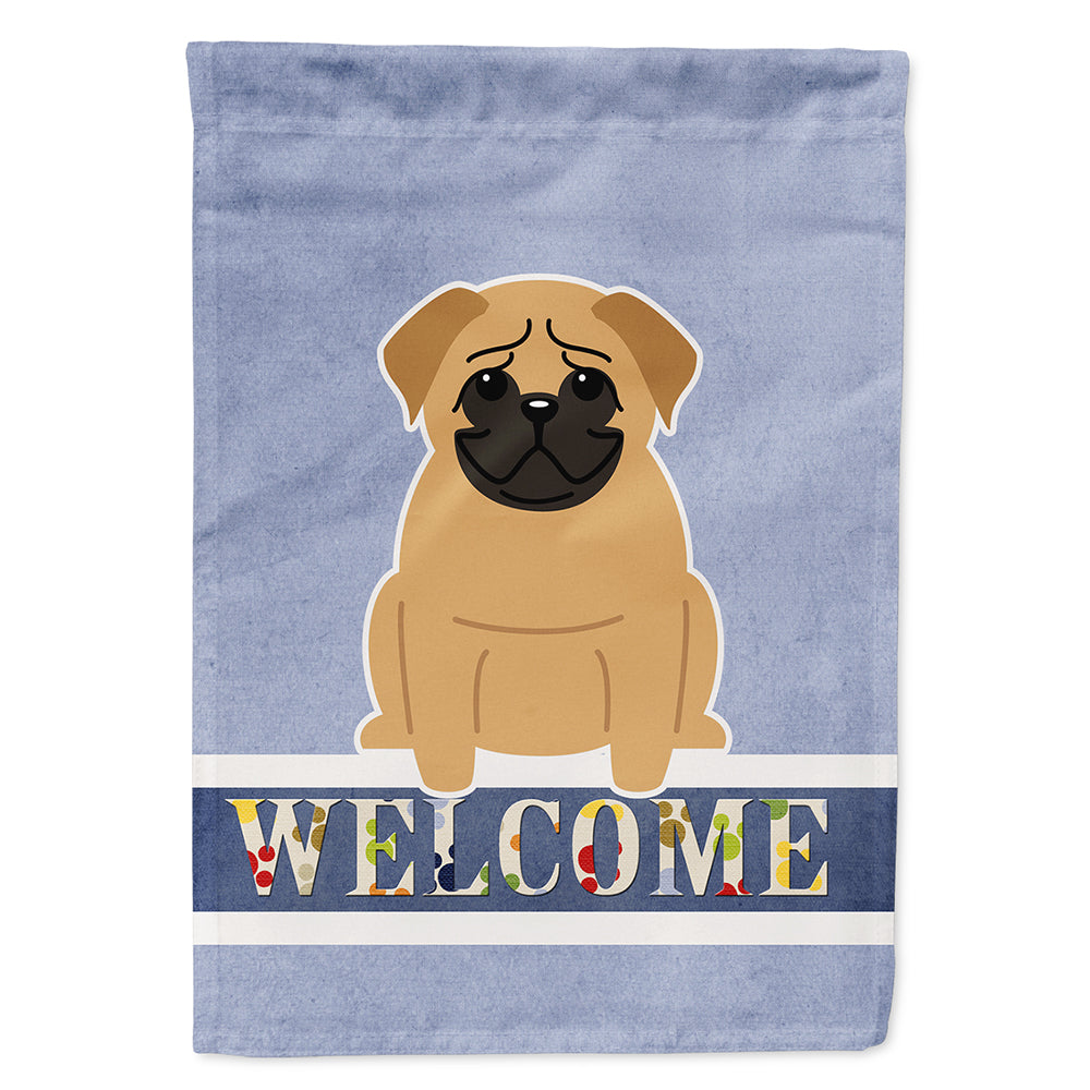 Pug Brown Welcome Flag Canvas House Size BB5588CHF