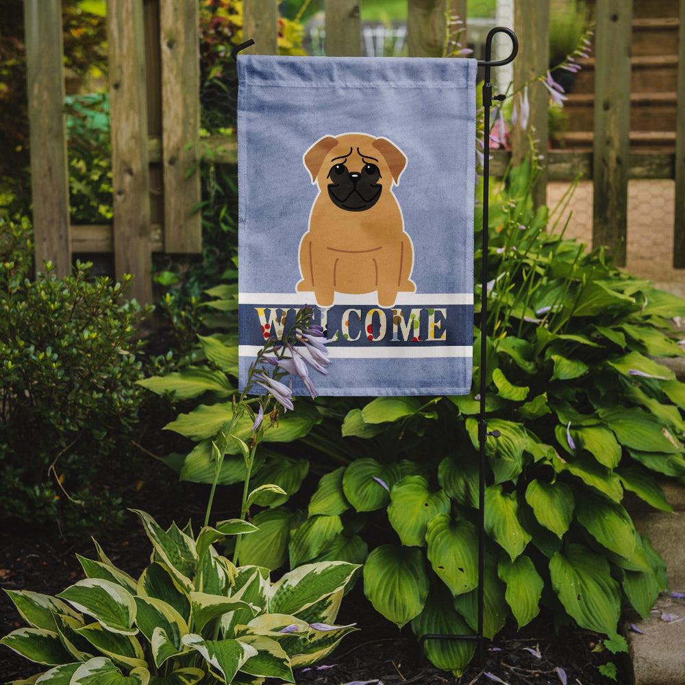 Pug Brown Welcome Flag Garden Size BB5588GF