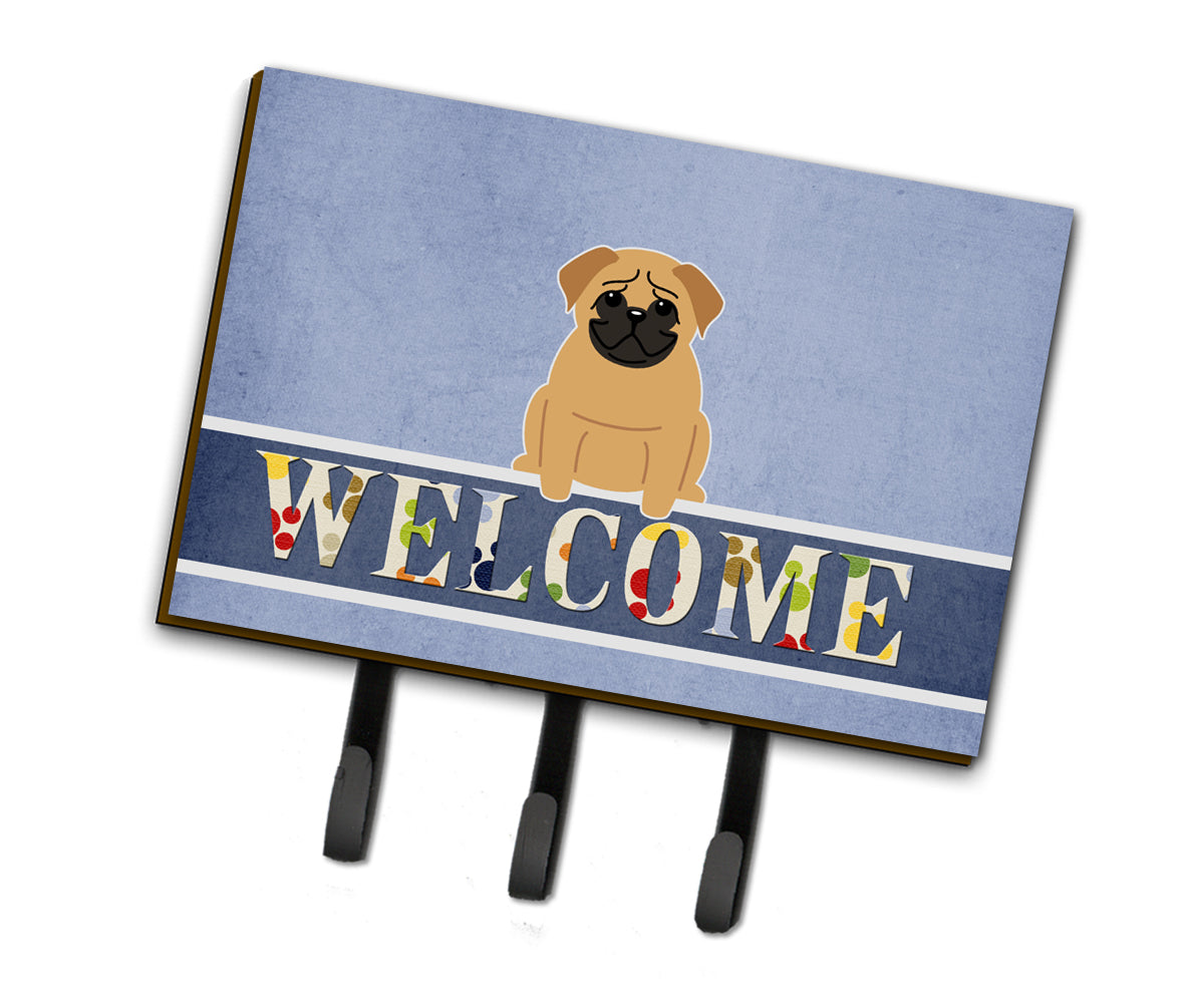 Pug Brown Welcome Leash or Key Holder BB5588TH68