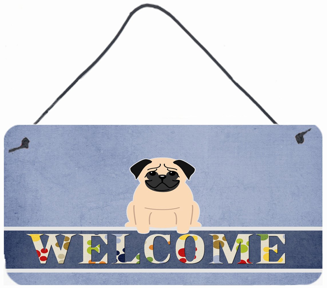 Pug Fawn Welcome Wall or Door Hanging Prints BB5589DS812 by Caroline&#39;s Treasures