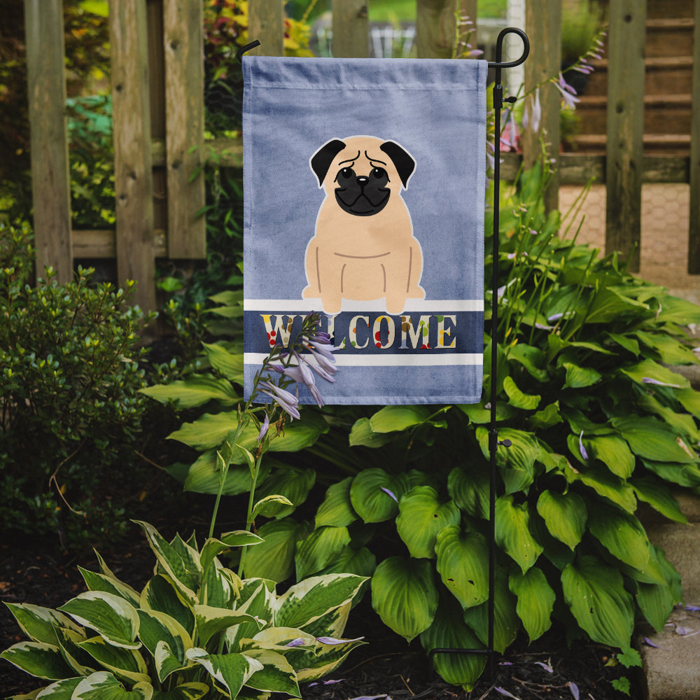 Pug Fawn Welcome Flag Garden Size BB5589GF