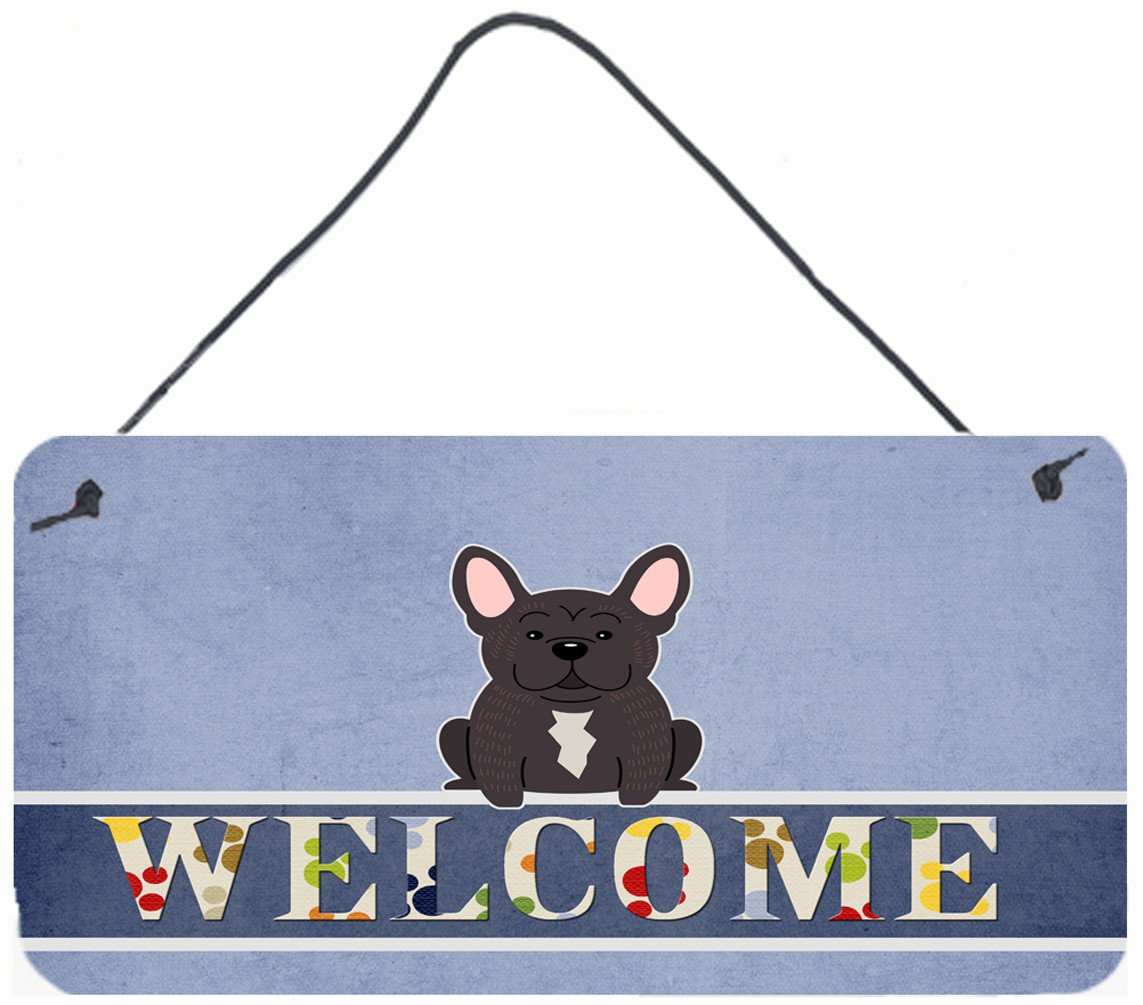 French Bulldog Brindle Welcome Wall or Door Hanging Prints BB5590DS812 by Caroline&#39;s Treasures