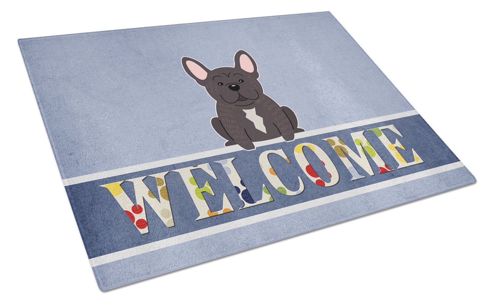 French Bulldog Brindle Welcome Glass Cutting Board Large BB5590LCB by Caroline's Treasures