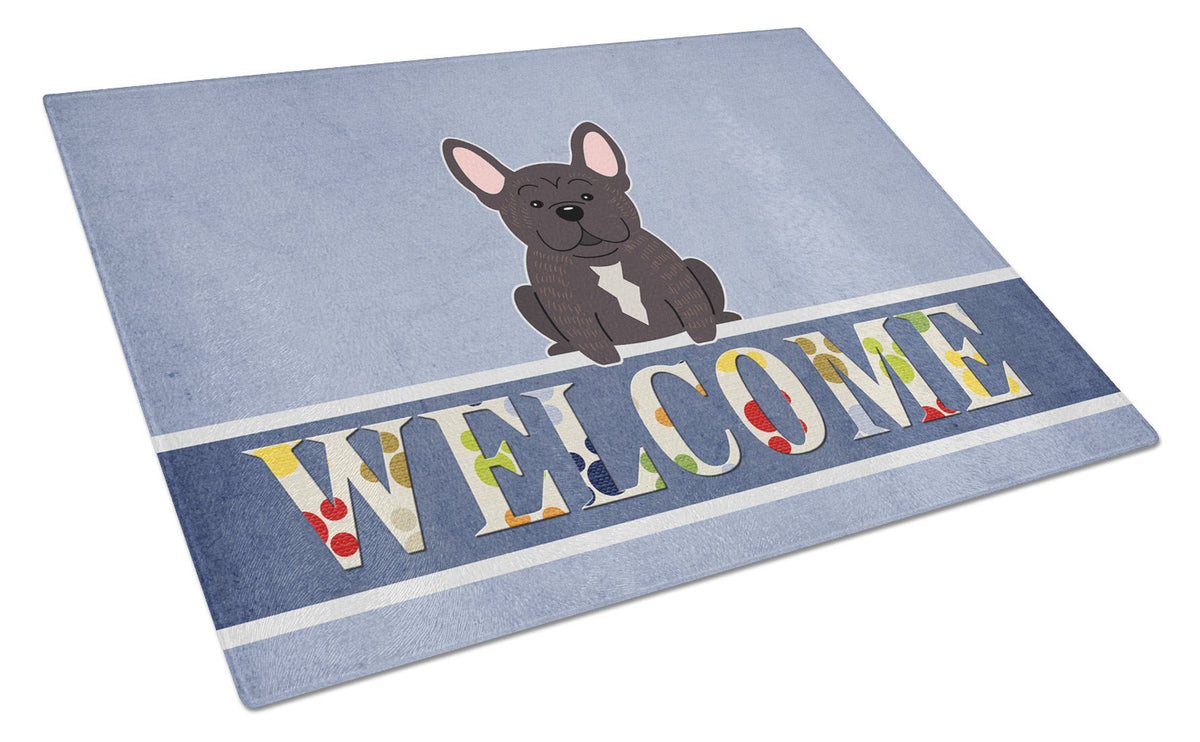 French Bulldog Brindle Welcome Glass Cutting Board Large BB5590LCB by Caroline&#39;s Treasures