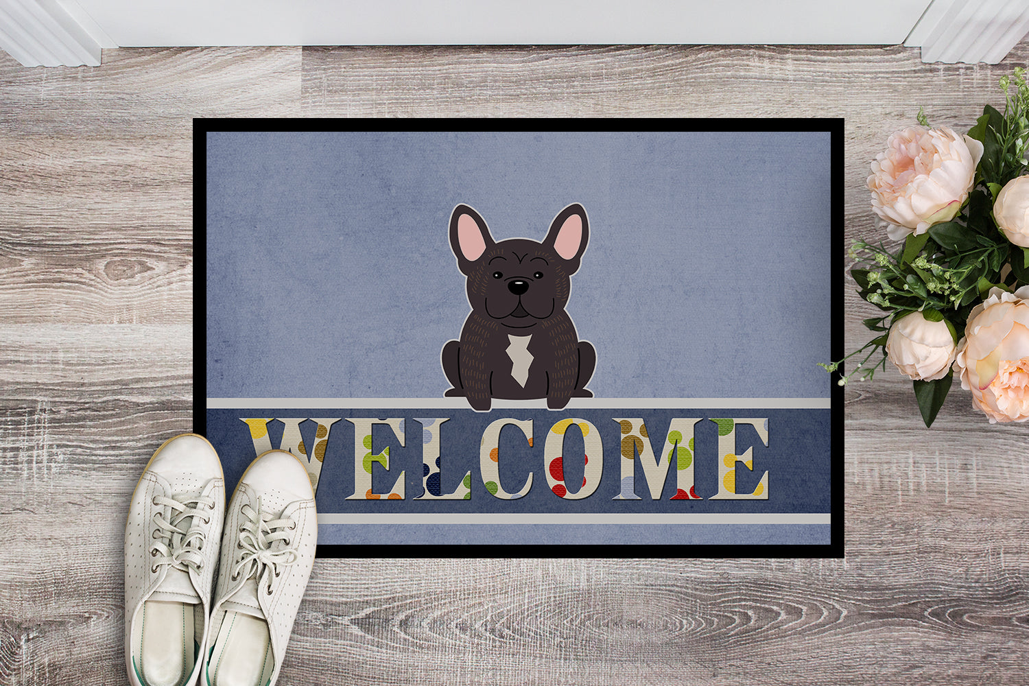 French Bulldog Brindle Welcome Indoor or Outdoor Mat 18x27 BB5590MAT - the-store.com