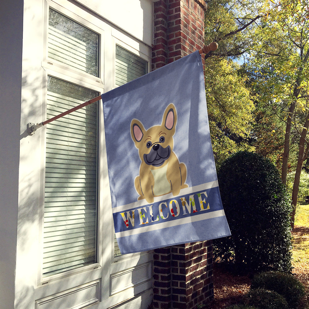 French Bulldog Cream Welcome Flag Canvas House Size BB5591CHF