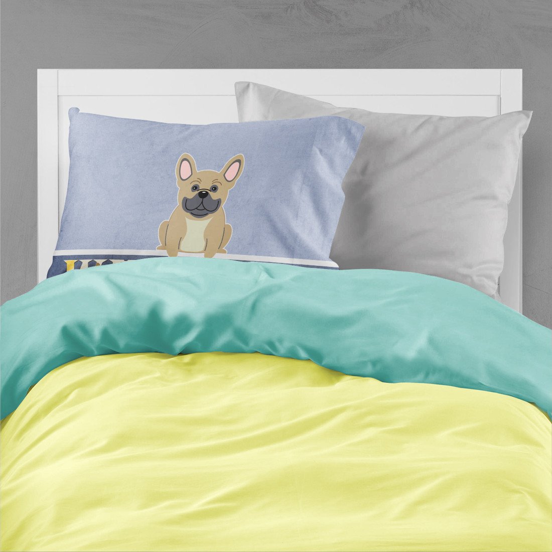 Caroline's Treasures French Bulldog Cream Welcome Fabric Standard Pillowcase – Artistic Decorative Front, White Back BB5591PILLOWCASE