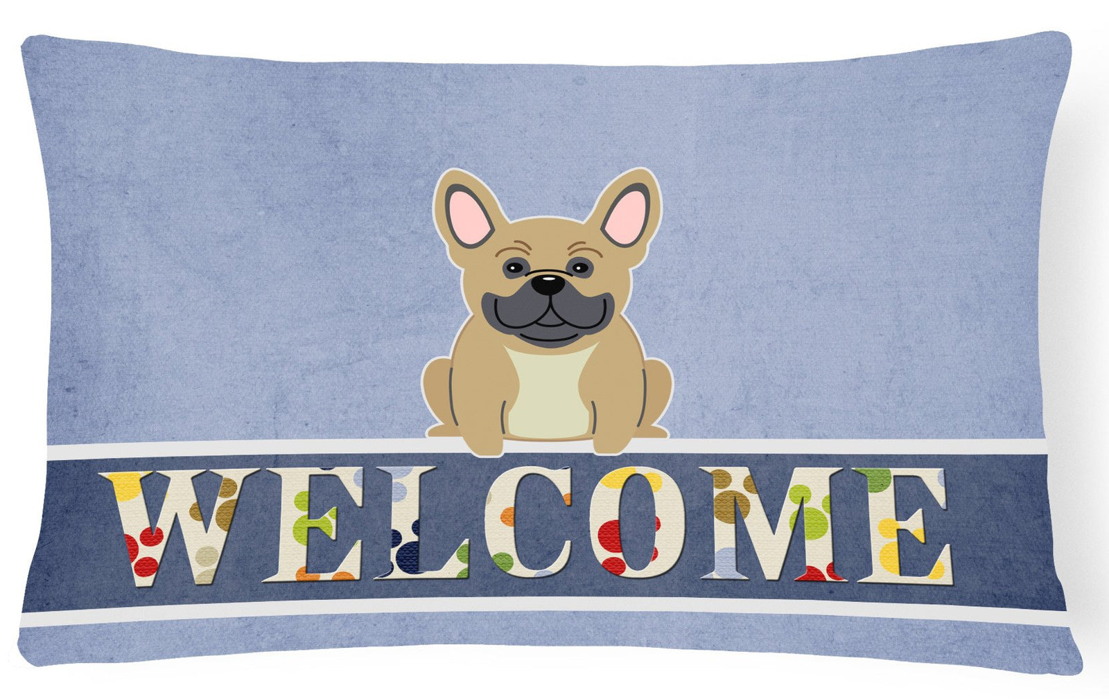 French Bulldog Cream Welcome Canvas Fabric Decorative Pillow BB5591PW1216 by Caroline's Treasures