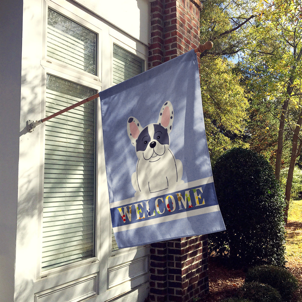 French Bulldog Piebald Welcome Flag Canvas House Size BB5592CHF