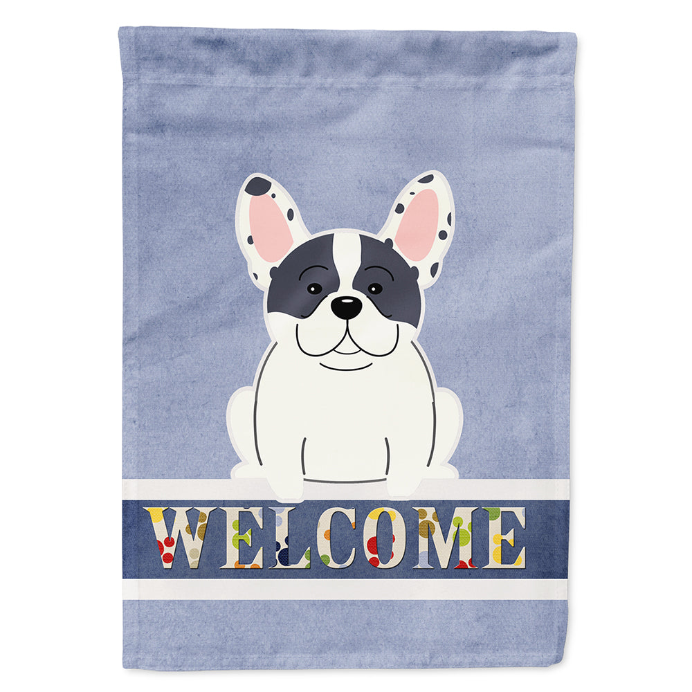 French Bulldog Piebald Welcome Flag Canvas House Size BB5592CHF  the-store.com.