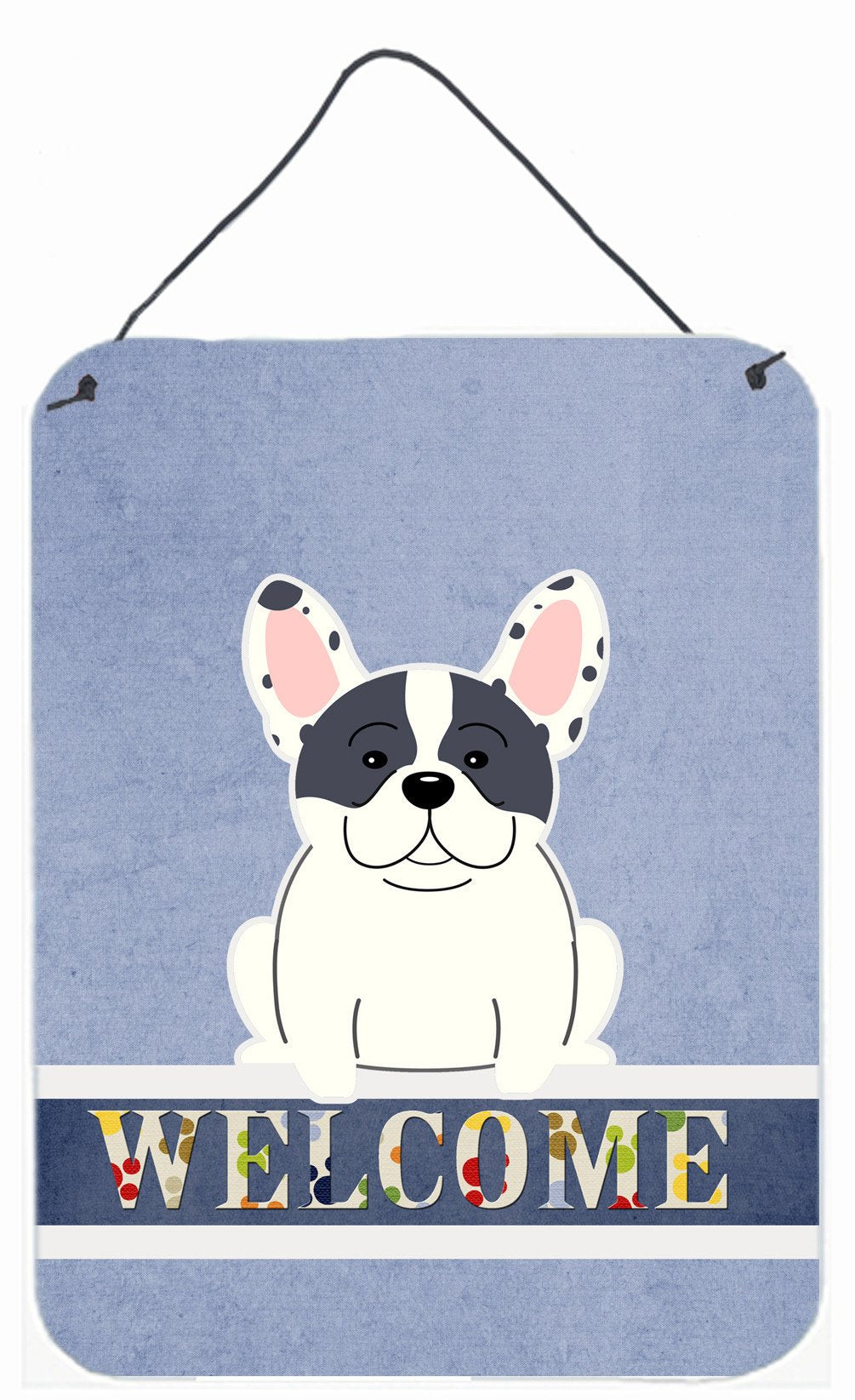 French Bulldog Piebald Welcome Wall or Door Hanging Prints BB5592DS1216 by Caroline&#39;s Treasures