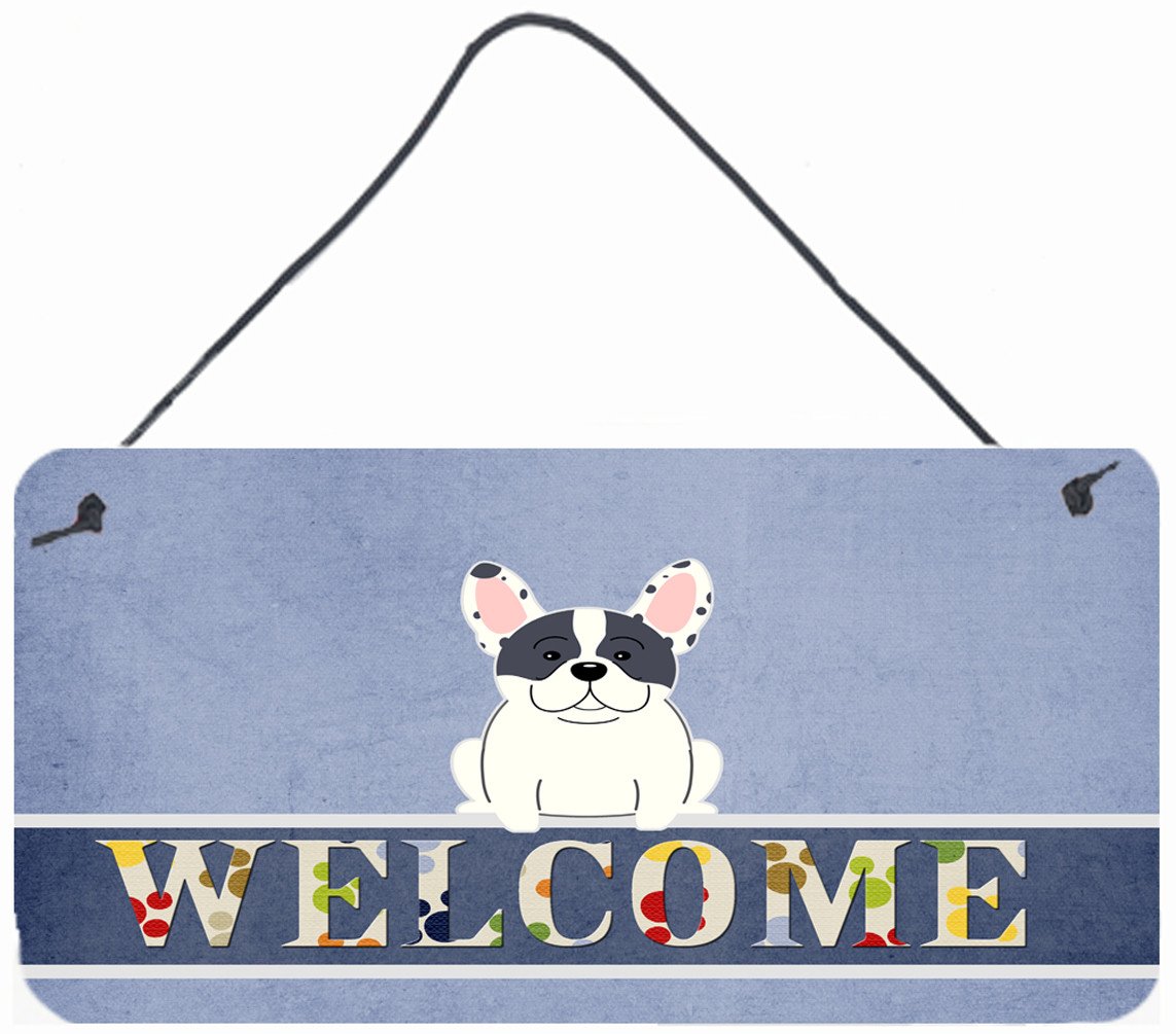 French Bulldog Piebald Welcome Wall or Door Hanging Prints BB5592DS812 by Caroline&#39;s Treasures