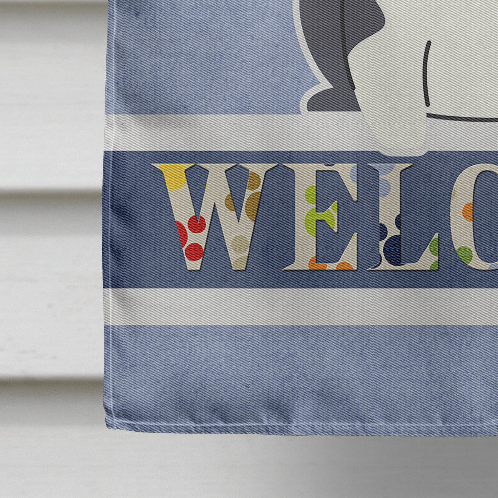 French Bulldog Black White Welcome Flag Canvas House Size BB5593CHF  the-store.com.