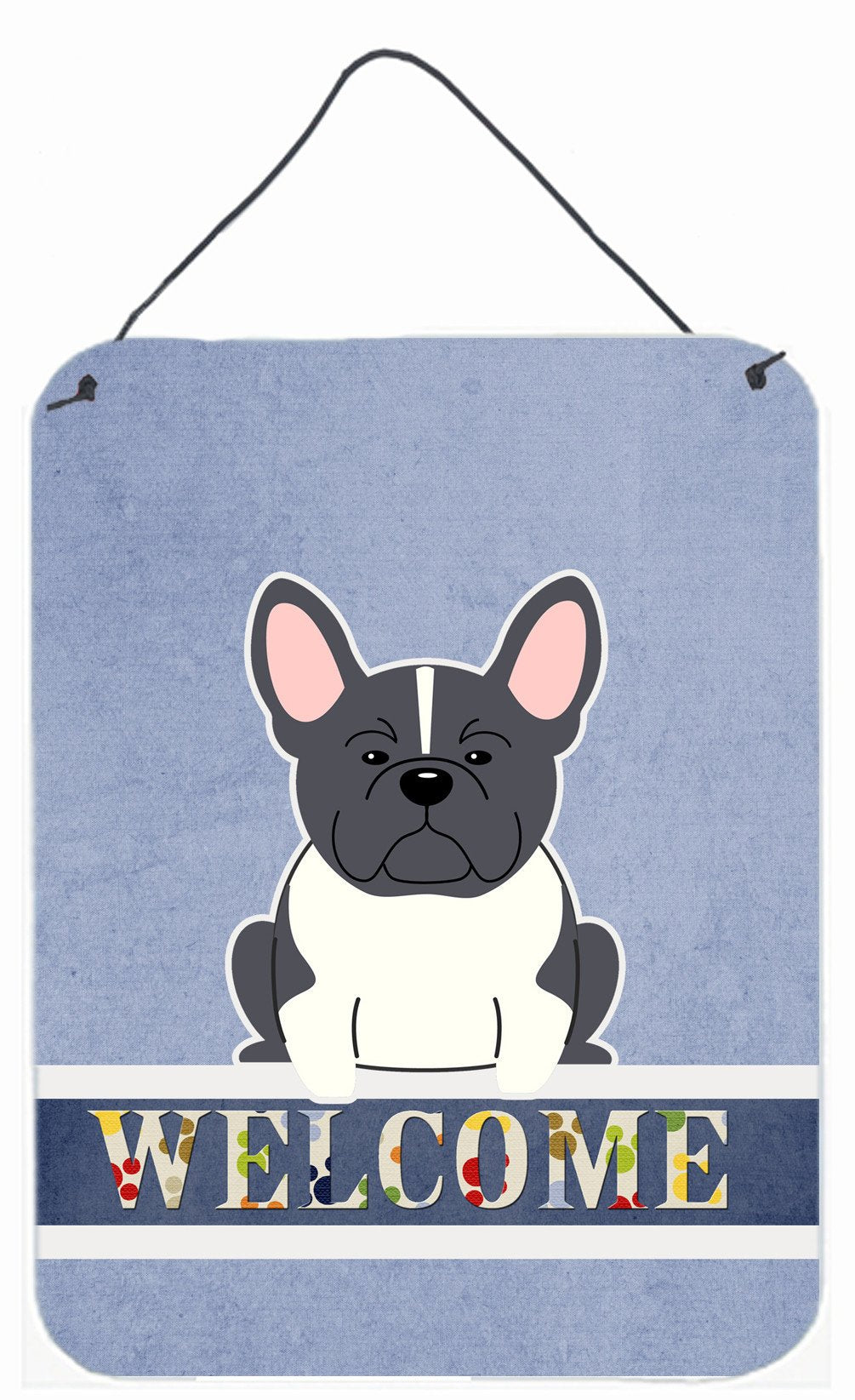 French Bulldog Black White Welcome Wall or Door Hanging Prints BB5593DS1216 by Caroline&#39;s Treasures