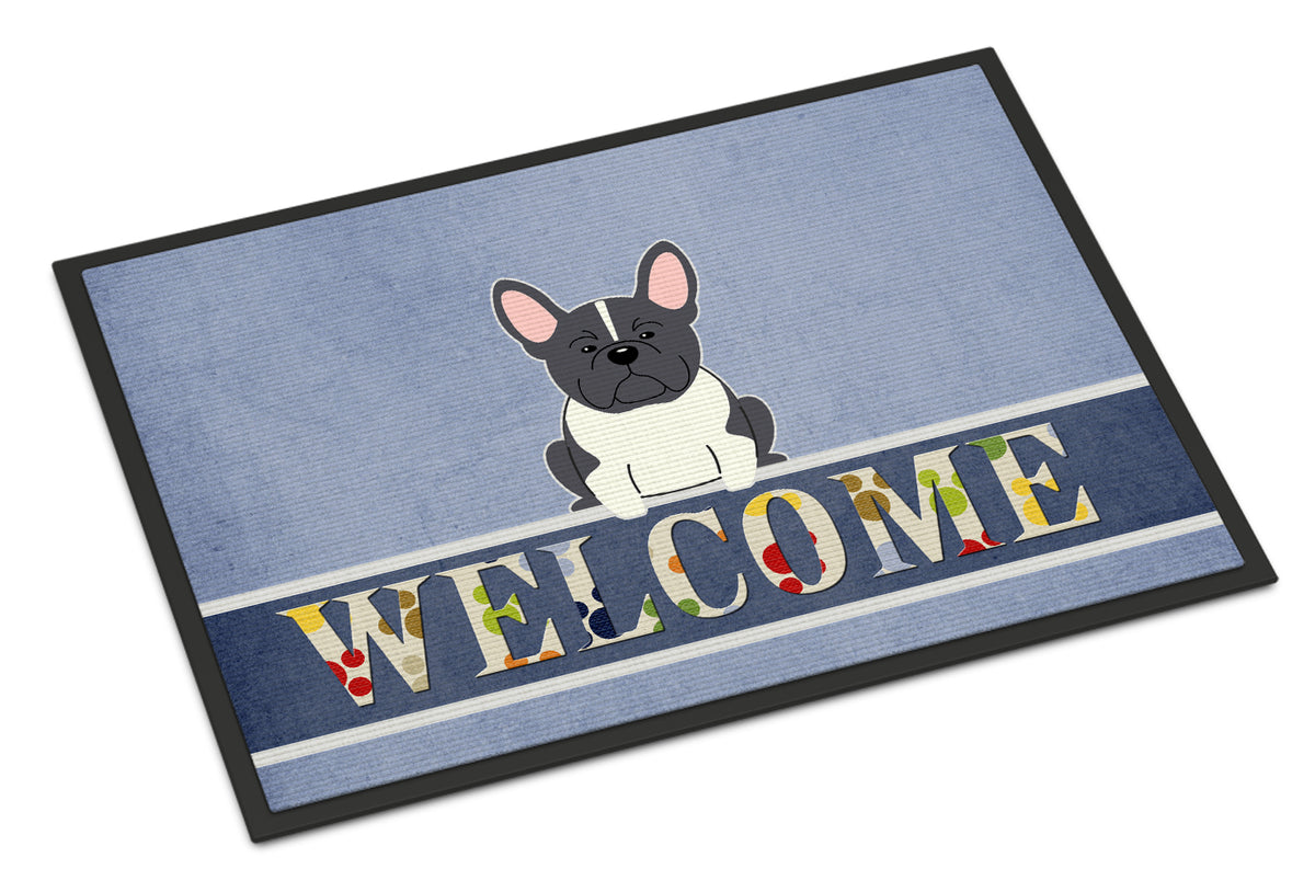 French Bulldog Black White Welcome Indoor or Outdoor Mat 18x27 BB5593MAT - the-store.com