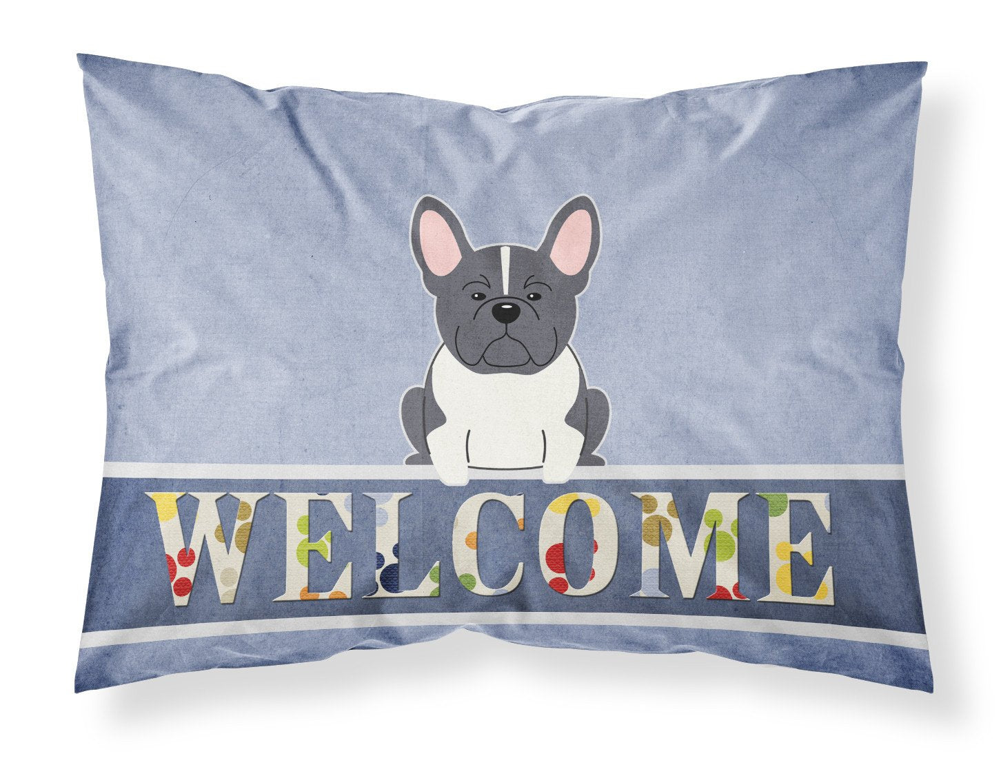 Caroline's Treasures French Bulldog Black White Welcome Fabric Standard Pillowcase – Artistic Decorative Front, White Back BB5593PILLOWCASE