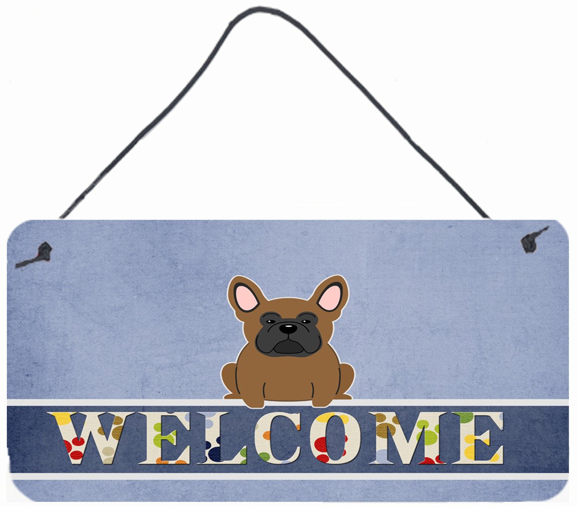 French Bulldog Brown Welcome Wall or Door Hanging Prints BB5594DS812 by Caroline&#39;s Treasures