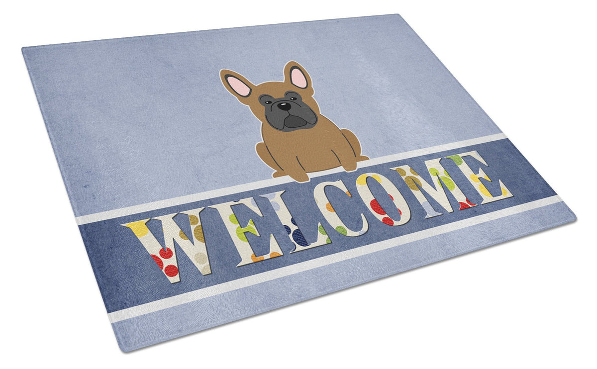 French Bulldog Brown Welcome Glass Cutting Board Large BB5594LCB by Caroline&#39;s Treasures