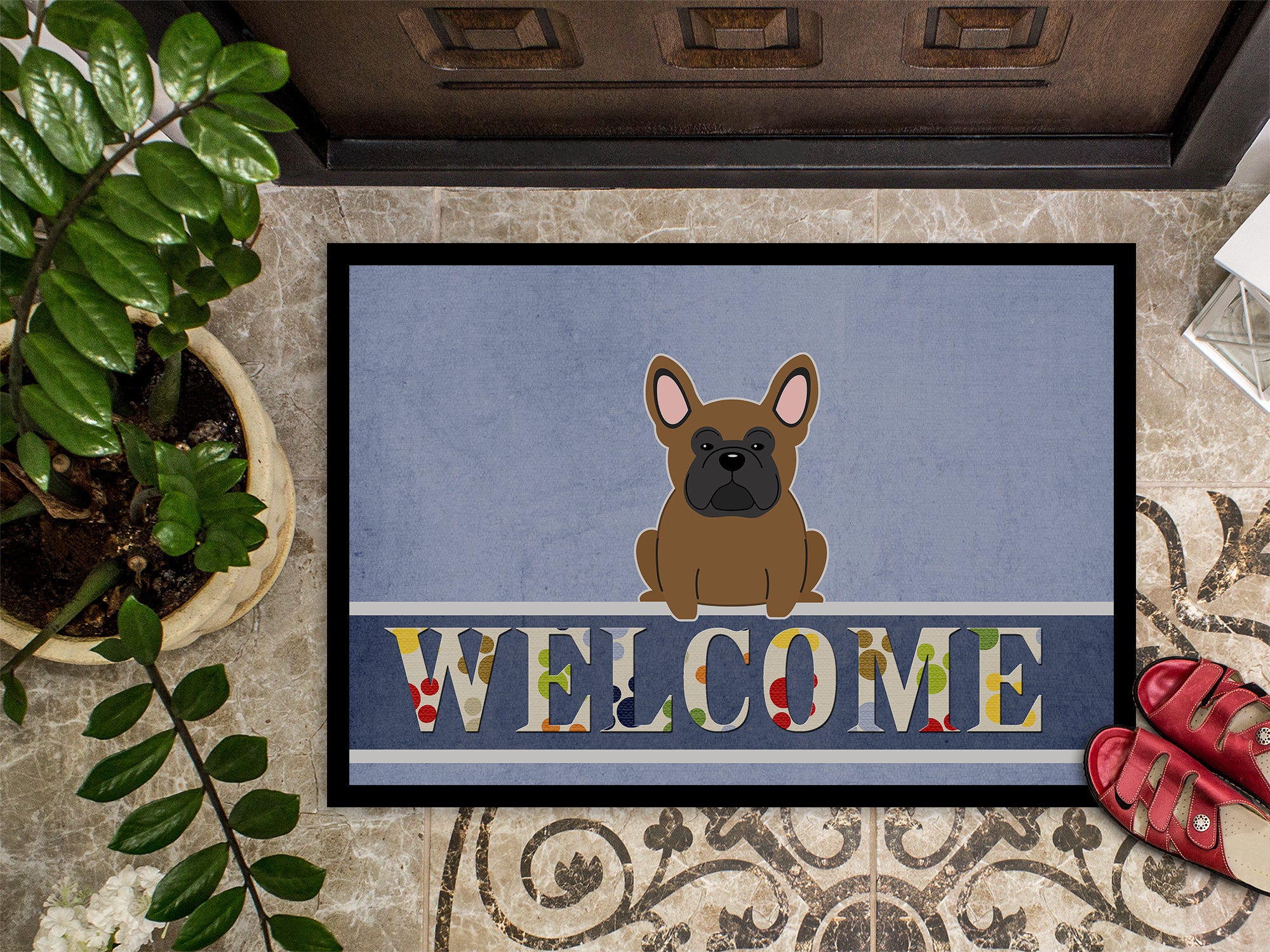 French Bulldog Brown Welcome Indoor or Outdoor Mat 18x27 BB5594MAT - the-store.com