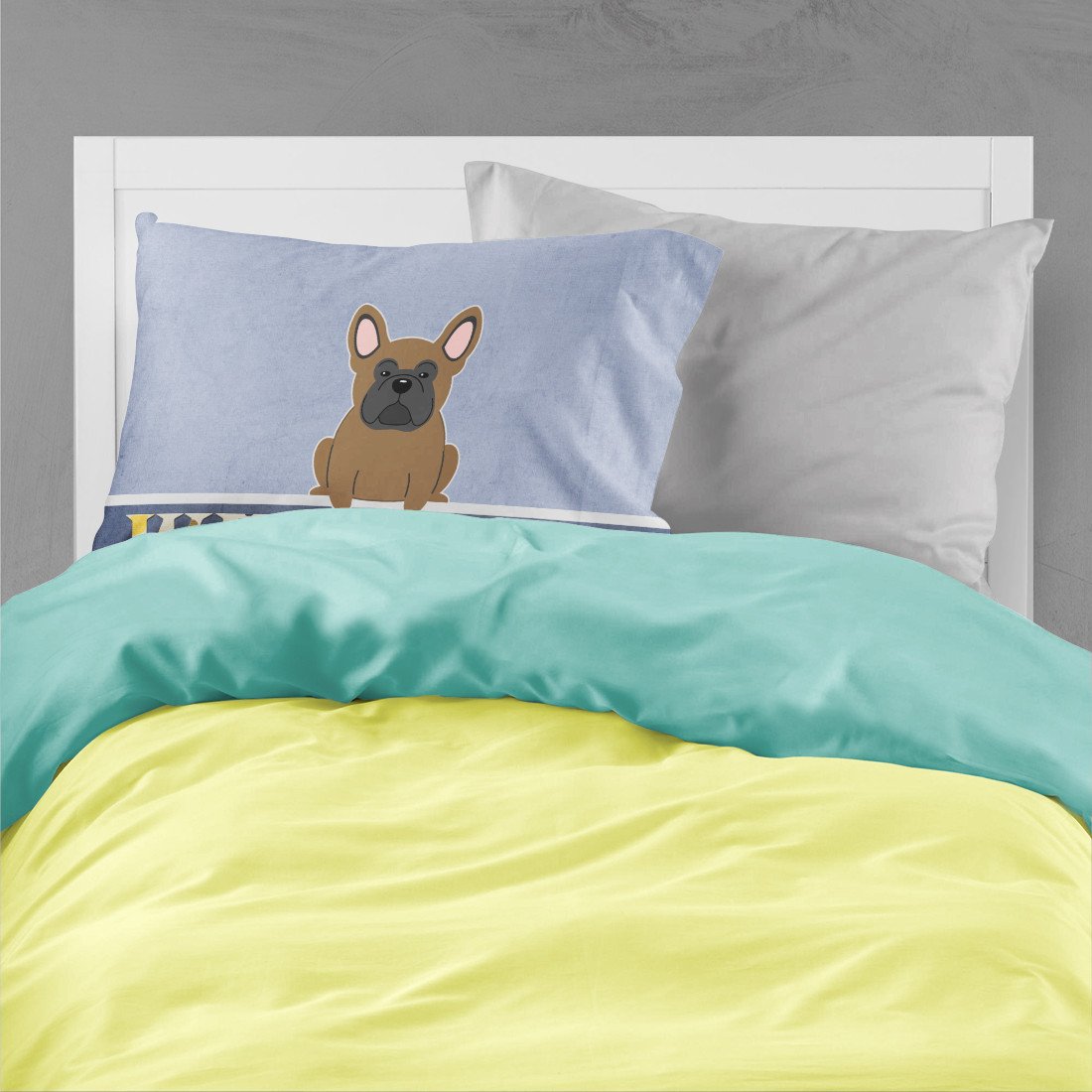 Caroline's Treasures French Bulldog Brown Welcome Fabric Standard Pillowcase – Artistic Decorative Front, White Back BB5594PILLOWCASE