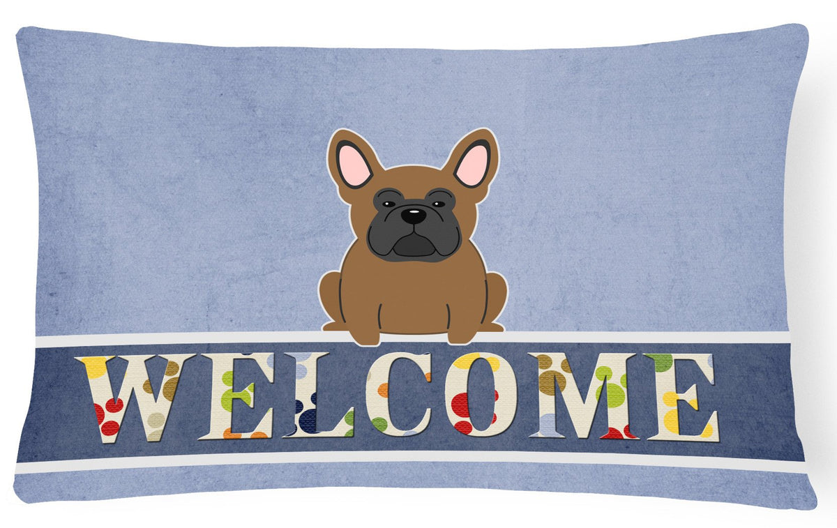 French Bulldog Brown Welcome Canvas Fabric Decorative Pillow BB5594PW1216 by Caroline&#39;s Treasures