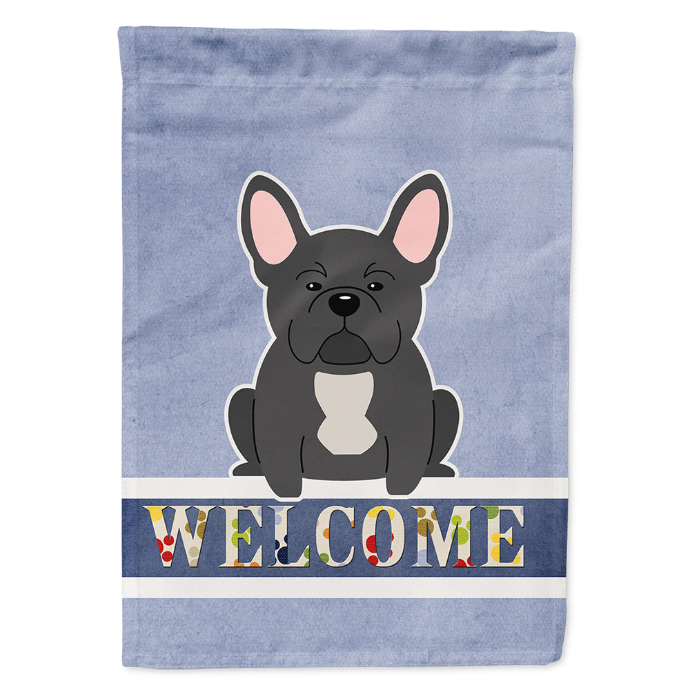 French Bulldog Black Welcome Flag Canvas House Size BB5595CHF