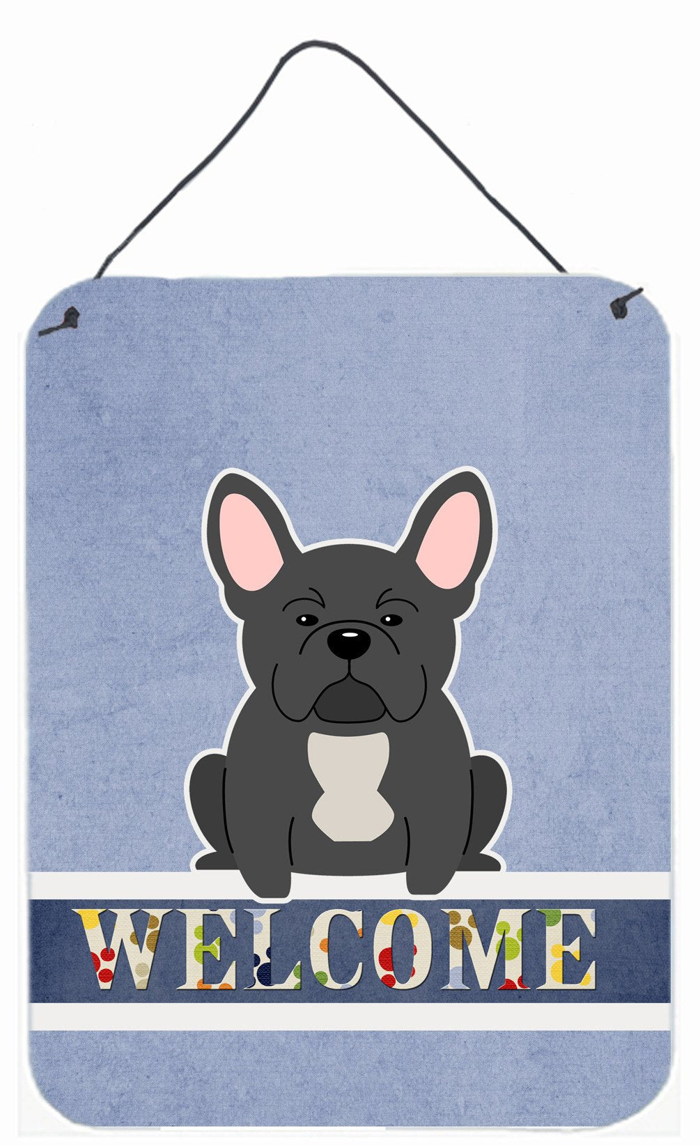 French Bulldog Black Welcome Wall or Door Hanging Prints BB5595DS1216 by Caroline's Treasures