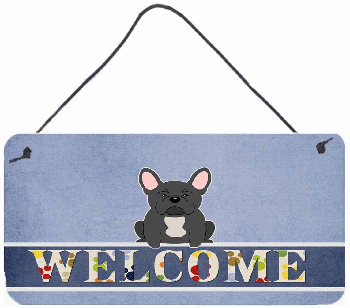 French Bulldog Black Welcome Wall or Door Hanging Prints BB5595DS812 by Caroline&#39;s Treasures