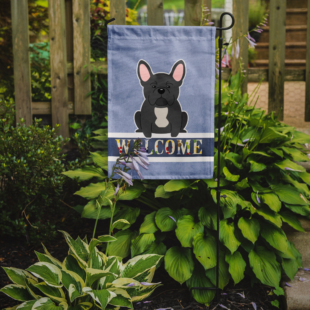 French Bulldog Black Welcome Flag Garden Size BB5595GF