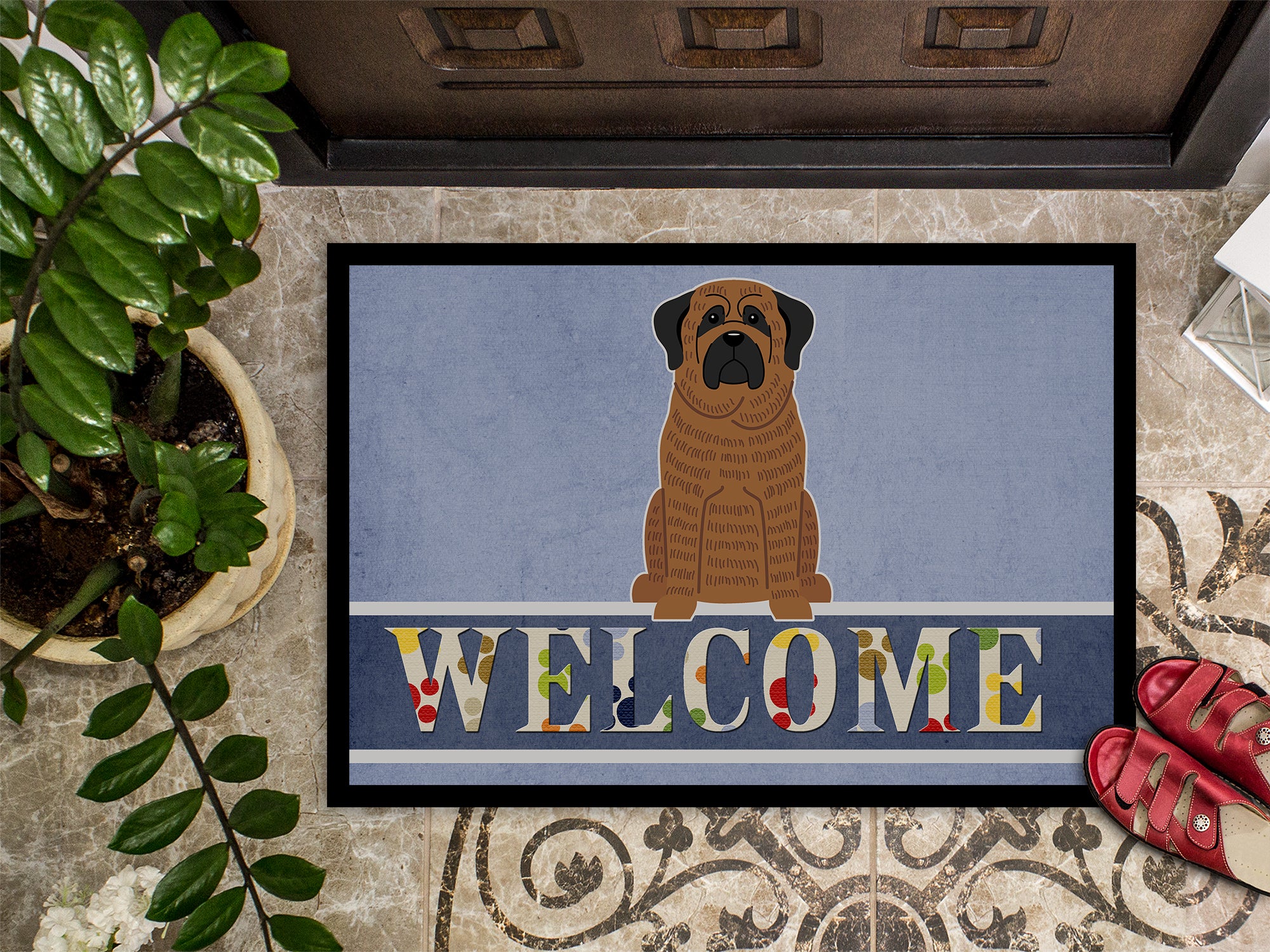 Mastiff Brindle Welcome Indoor or Outdoor Mat 18x27 BB5596MAT - the-store.com