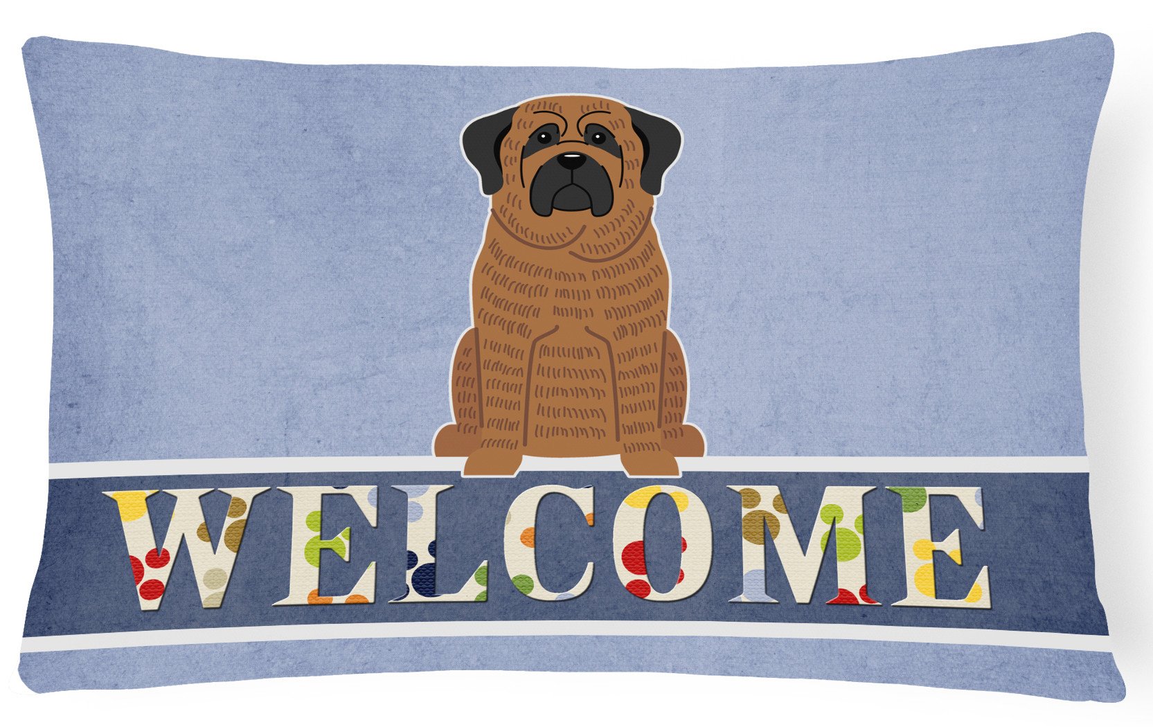 Mastiff Brindle Welcome Canvas Fabric Decorative Pillow BB5596PW1216 by Caroline's Treasures