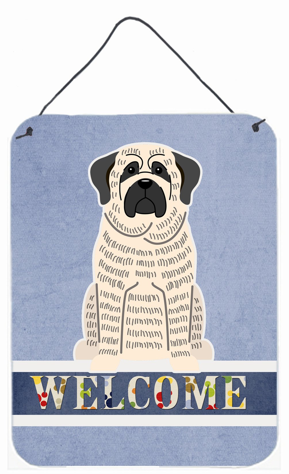 Mastiff Brindle White Welcome Wall or Door Hanging Prints BB5597DS1216 by Caroline's Treasures