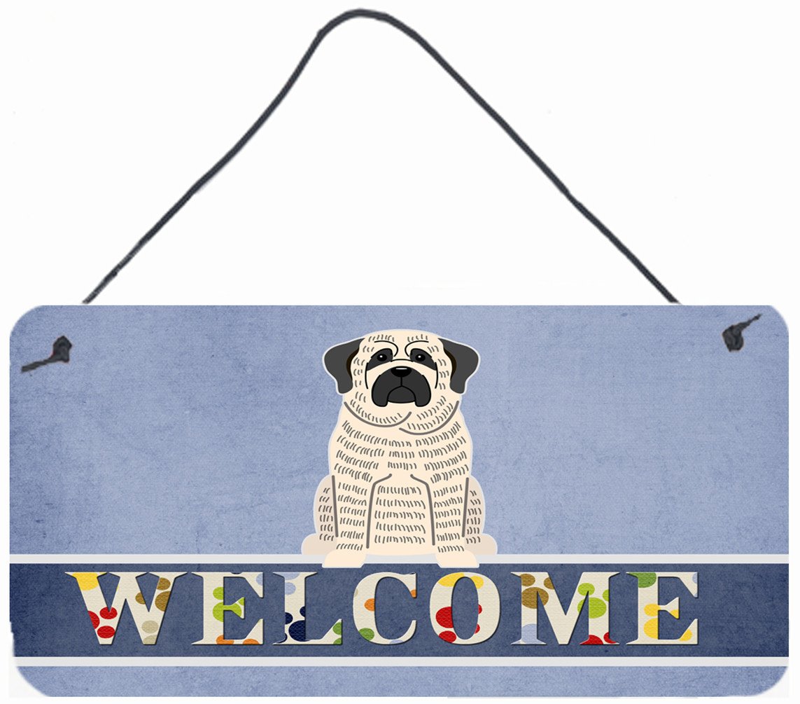 Mastiff Brindle White Welcome Wall or Door Hanging Prints BB5597DS812 by Caroline&#39;s Treasures