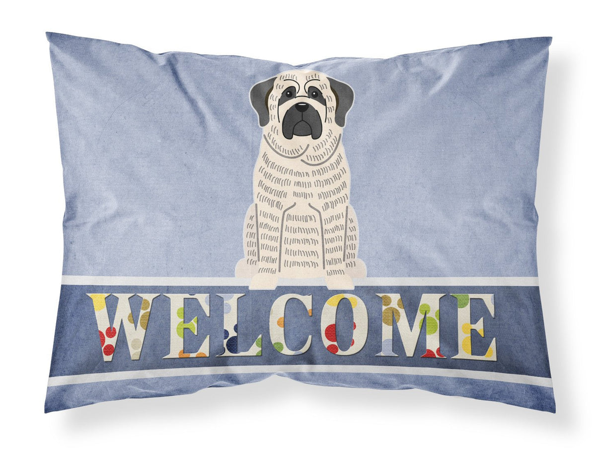 Mastiff Brindle White Welcome Fabric Standard Pillowcase BB5597PILLOWCASE by Caroline&#39;s Treasures