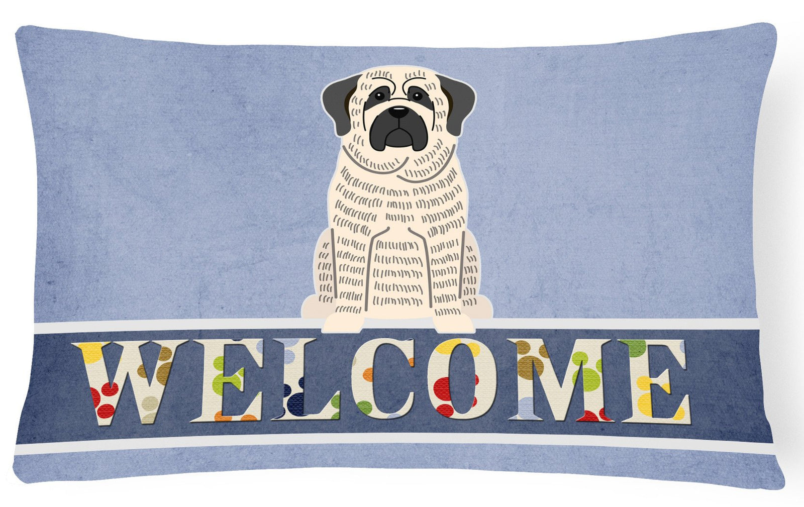 Mastiff Brindle White Welcome Canvas Fabric Decorative Pillow BB5597PW1216 by Caroline's Treasures