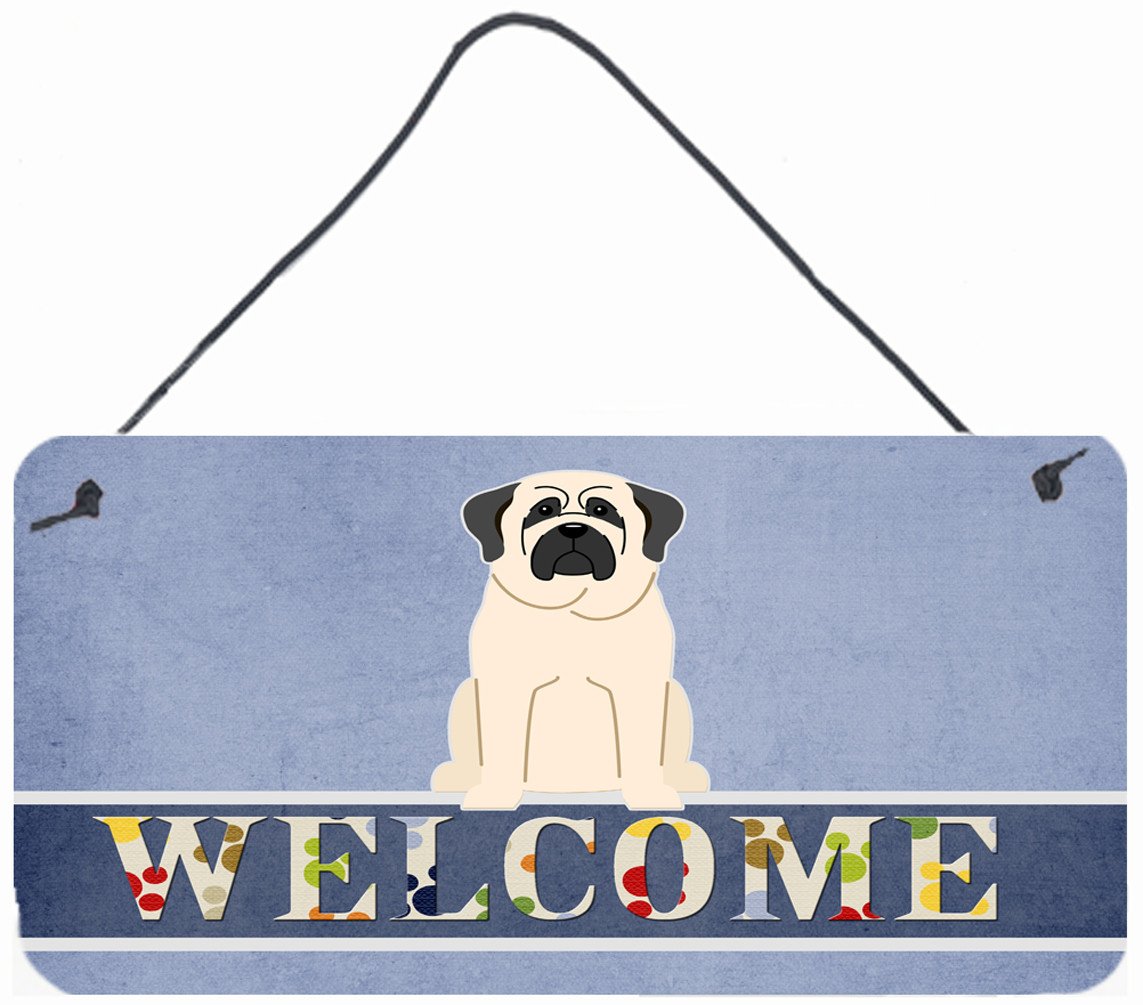 Mastiff White Welcome Wall or Door Hanging Prints BB5598DS812 by Caroline&#39;s Treasures