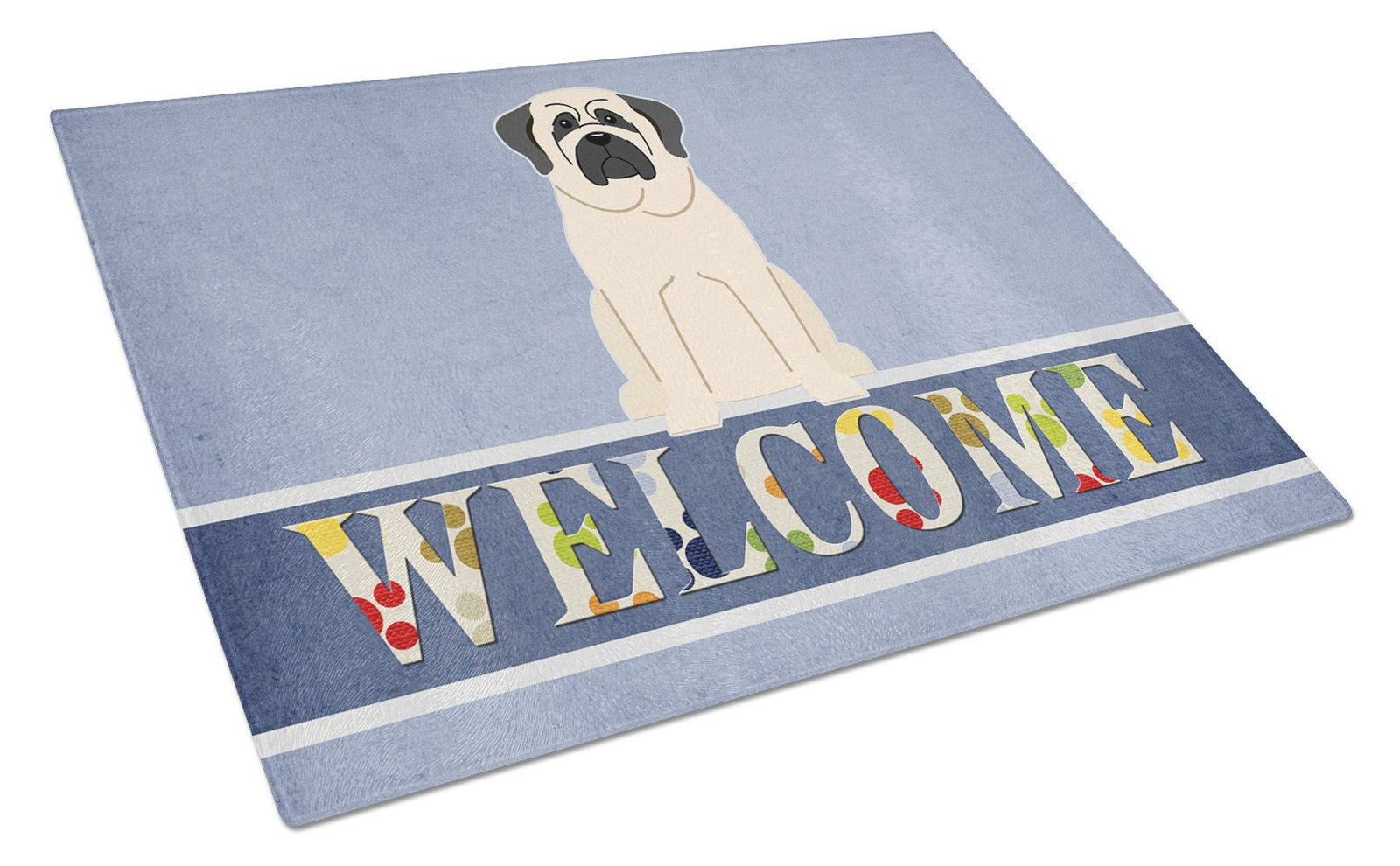 Mastiff White Welcome Glass Cutting Board Large BB5598LCB by Caroline's Treasures