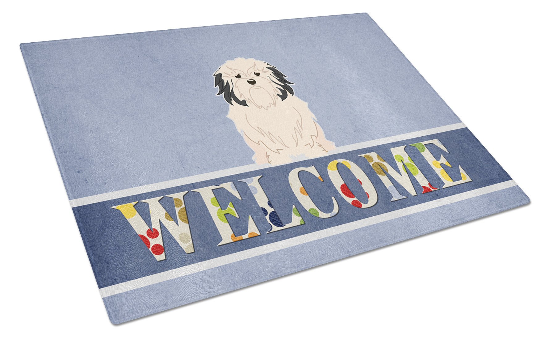 Lowchen Welcome Glass Cutting Board Large BB5600LCB by Caroline's Treasures