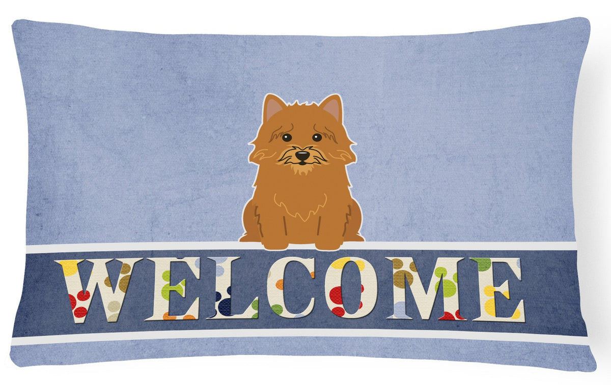 Norwich Terrier Welcome Canvas Fabric Decorative Pillow BB5601PW1216 by Caroline&#39;s Treasures
