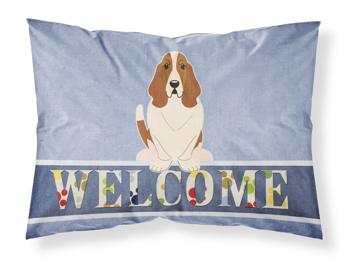 Basset Hound Welcome Fabric Standard Pillowcase BB5602PILLOWCASE by Caroline&#39;s Treasures