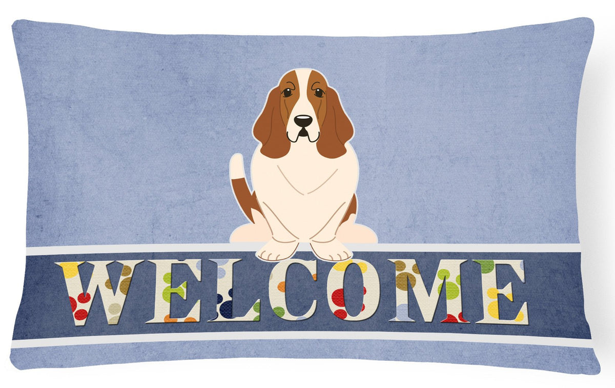 Basset Hound Welcome Canvas Fabric Decorative Pillow BB5602PW1216 by Caroline&#39;s Treasures