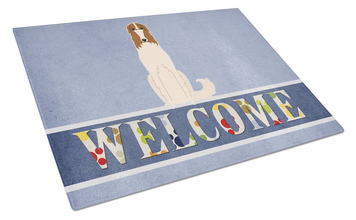 Borzoi Welcome Glass Cutting Board Large BB5604LCB by Caroline&#39;s Treasures