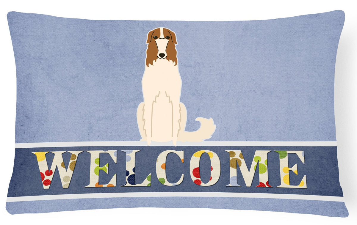 Borzoi Welcome Canvas Fabric Decorative Pillow BB5604PW1216 by Caroline&#39;s Treasures