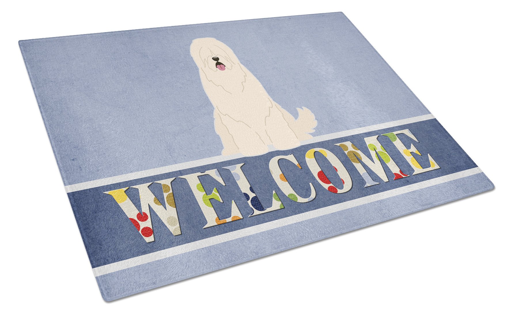 South Russian Sheepdog Welcome Glass Cutting Board Large BB5605LCB by Caroline's Treasures