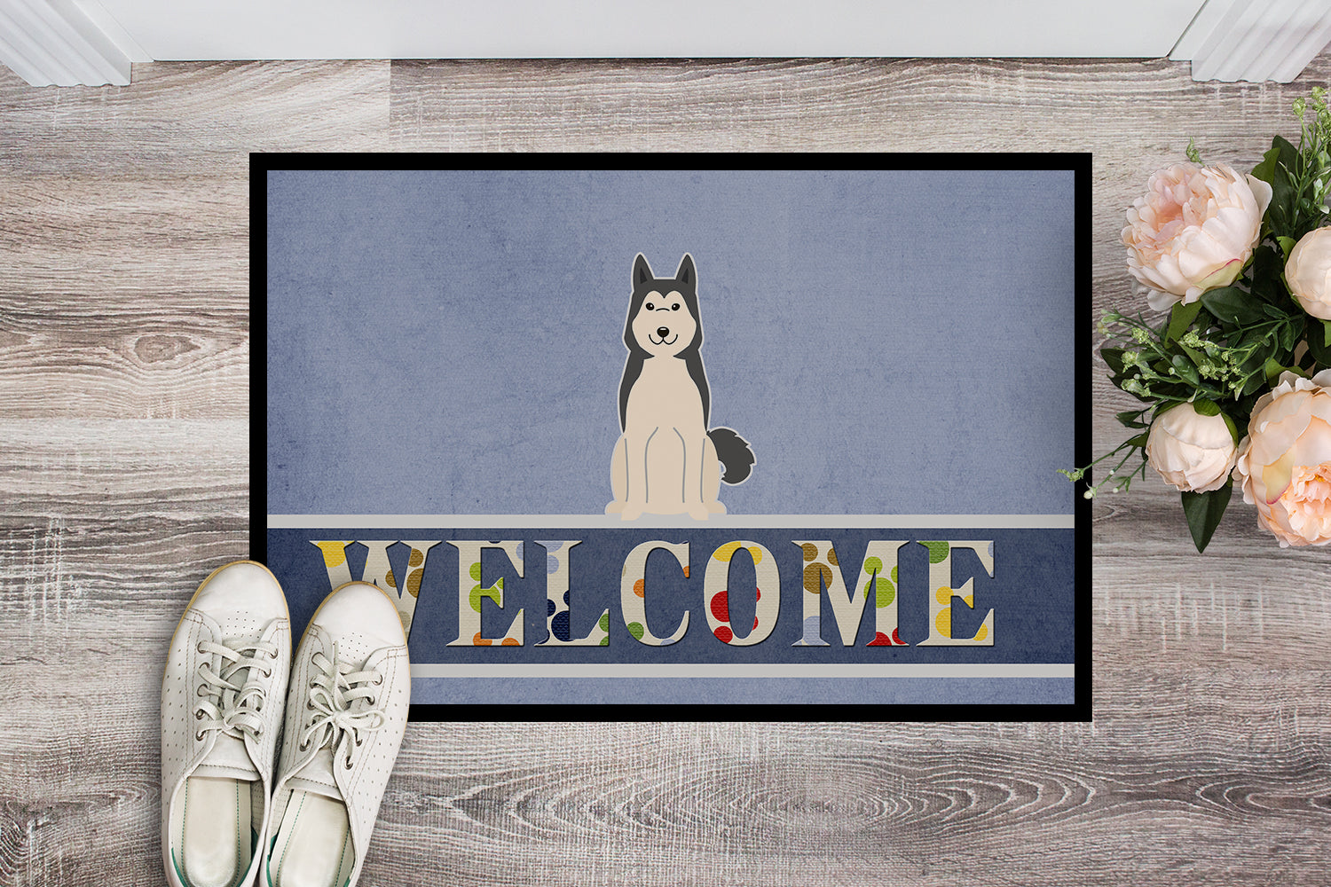 Caroline's Treasures West Siberian Laika Spitz Welcome Doormat - 18x27 Decorative Floor Mat – Indoor/Outdoor Rug with Artistic Flair BB5606MAT