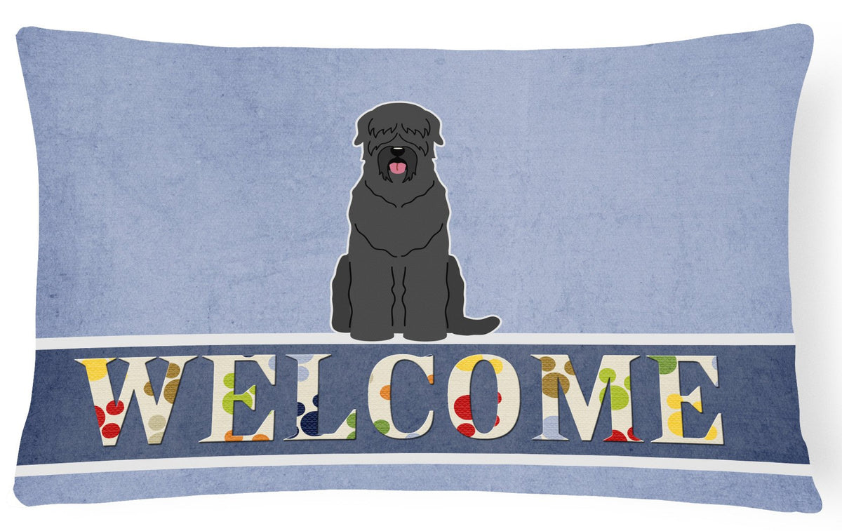 Black Russian Terrier Welcome Canvas Fabric Decorative Pillow BB5607PW1216 by Caroline&#39;s Treasures