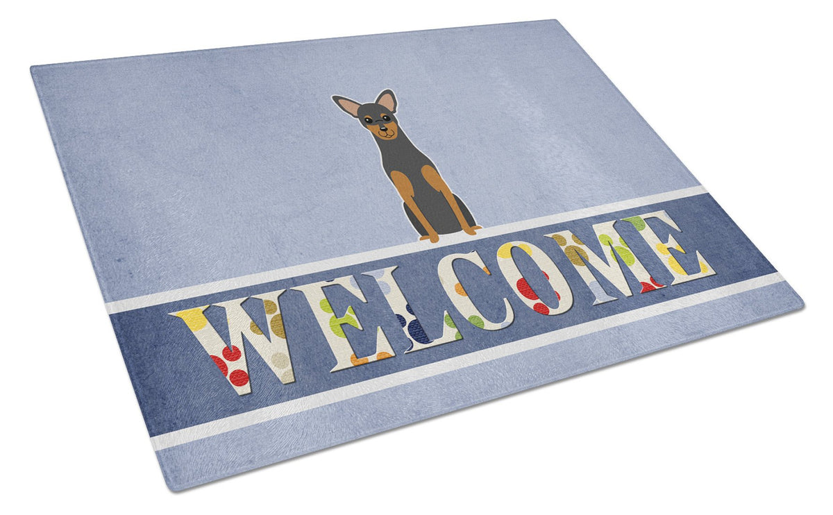 Manchester Terrier Welcome Glass Cutting Board Large BB5609LCB by Caroline&#39;s Treasures