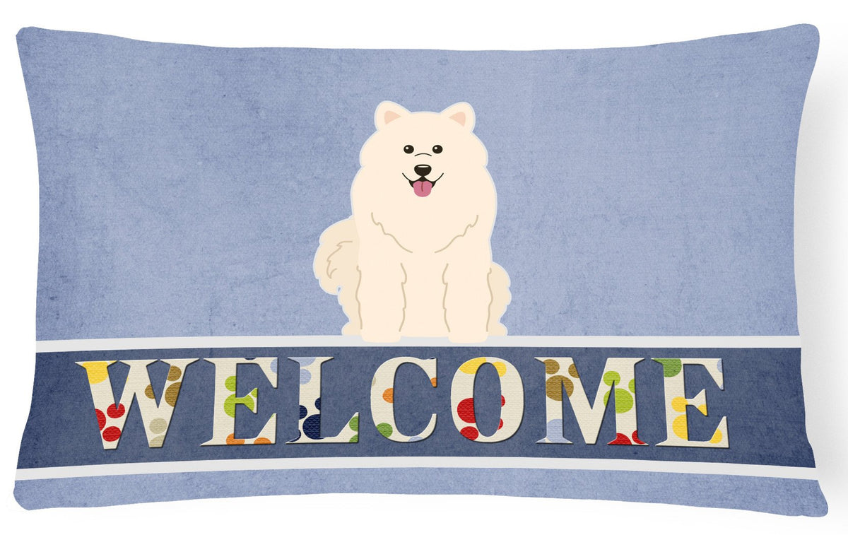 Samoyed Welcome Canvas Fabric Decorative Pillow BB5611PW1216 by Caroline&#39;s Treasures