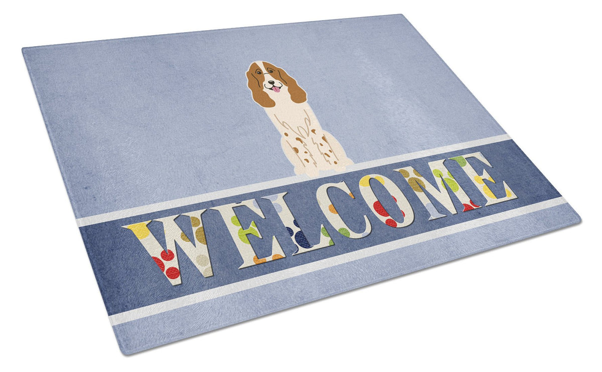 Russian Spaniel Welcome Glass Cutting Board Large BB5612LCB by Caroline&#39;s Treasures